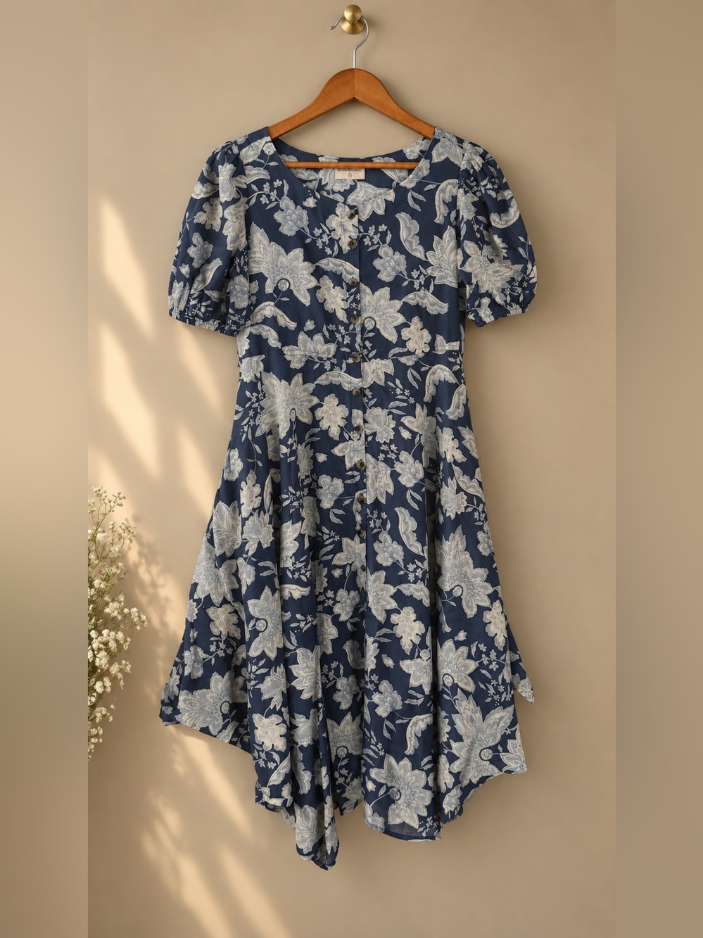 Velvet by Graham & Spencer Navy Dress with Ivory Floral Print